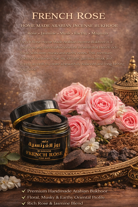 French Rose Arabian Bukhoor – Rose, Musk & Vetiver Incense | Premium Home Made Bukhoor UAE