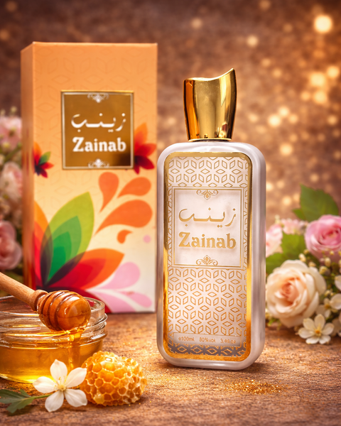 Zainab Water Perfume – Floral Musk, Vanilla & Honey | Alcohol-Free Hydrating Fragrance
