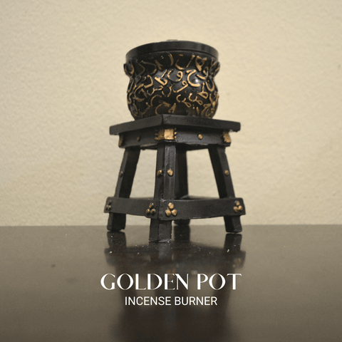 Golden Pot Incense Burner - Black Gold - HSA Perfumes