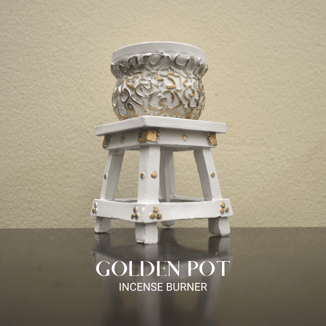Golden Pot Incense Burner - White Gold - HSA Perfumes