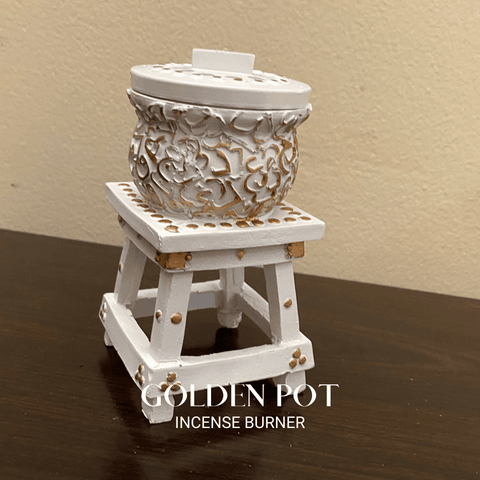 Golden Pot Incense Burner - White Gold - HSA Perfumes