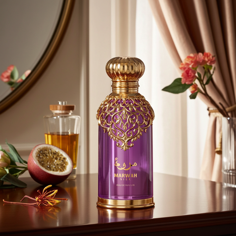 Marwah Silk Perfume – Oud, Fruity & Leather Fragrance with Vanilla, Amber & Saffron